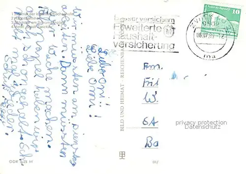 AK / Ansichtskarte Zwickau_Sachsen Internat Ingenieurhochschule Hauptbahnhof Milchbar Schumannplatz Hotel Stadt Zwickau Zwickau Sachsen