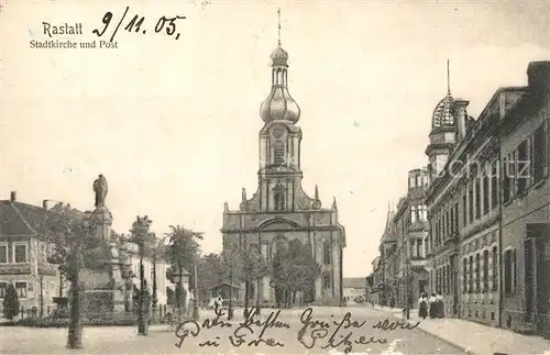 AK / Ansichtskarte Rastatt Stadtkirche Post Rastatt