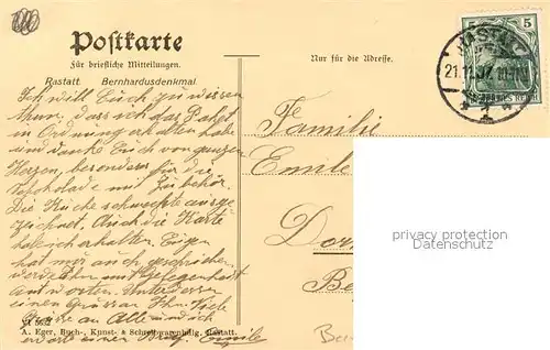 AK / Ansichtskarte Rastatt Bernhardus Denkmal Rastatt