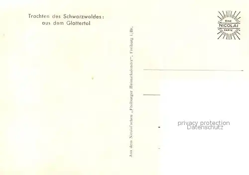 AK / Ansichtskarte Glottertal Trachten des Schwarzwaldes Glottertal