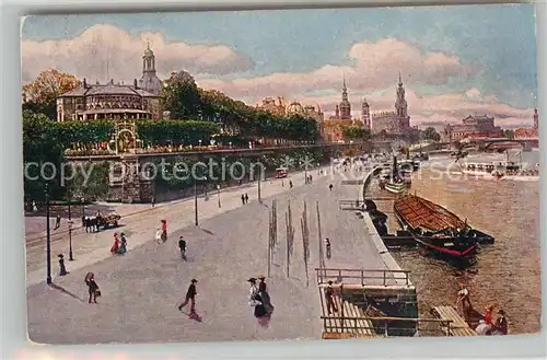 AK / Ansichtskarte Dresden Belvedere und Dampfschiff Landeplatz Dresden