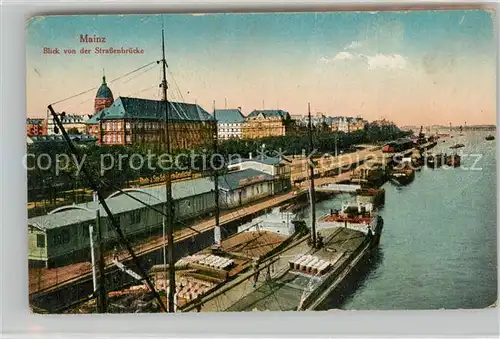 AK / Ansichtskarte Mainz_Rhein Blick von Strassenbr?cke Mainz Rhein