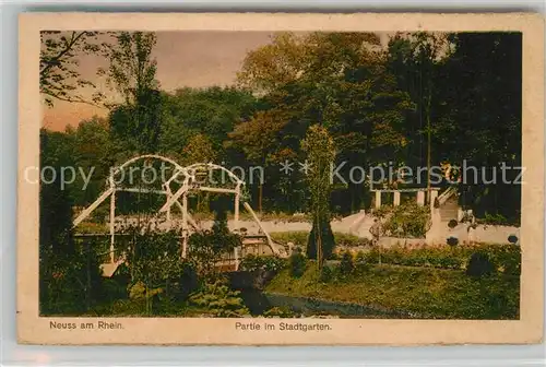 AK / Ansichtskarte Neuss Partie im Stadtgarten Neuss
