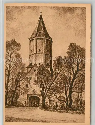 AK / Ansichtskarte Augsburg Jakobertor zerst?rte Denkm?ler der bayerischen Kultur Zeichnung Meier S?kefeld Augsburg