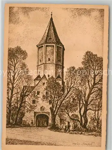 AK / Ansichtskarte Augsburg Jakobertor zerst?rte Denkm?ler der bayerischen Kultur Zeichnung Meier S?kefeld Augsburg