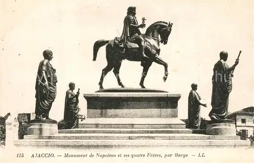 AK / Ansichtskarte Ajaccio Monument de Napoleon et ses quatre Freres par Barge Ajaccio