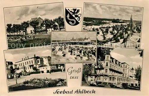 Ahlbeck_Ostseebad Konzertpavillon Ferienheime Strand Seebruecke Wappen Ahlbeck_Ostseebad