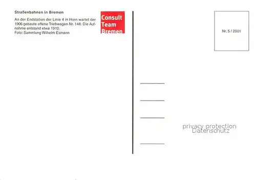 Strassenbahn Offener Triebwagen Nr. 148 Endstation Linie 4 in Horn Bremen 
