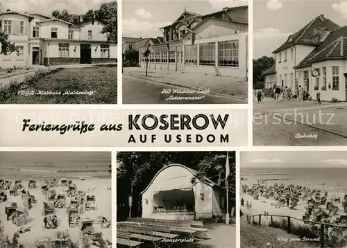 Koserow_Ostseebad_Usedom FDGB Klubhaus Waldesduft HO Milchbar Cafe Achterwasser Bahnhof Strand Konzertplatz Koserow_Ostseebad_Usedom