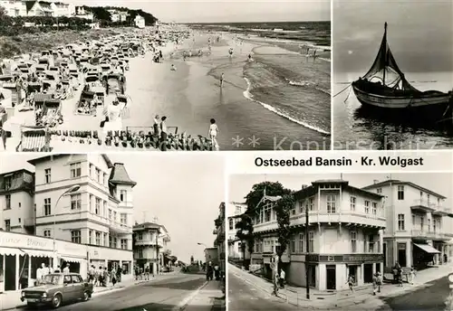 Bansin_Ostseebad Strand Fischerboot Strassenpartie Erholungsheim Bansin_Ostseebad