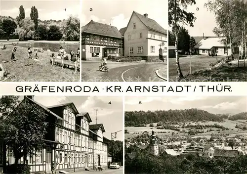 Graefenroda Schwimmbad Rat der Gemeinde HO Gaststaette Deutscher Hof Kulturzentrum Gasthaus Zum Ried Panorama Graefenroda