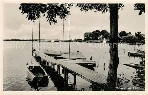 AK / Ansichtskarte Wolgast_Mecklenburg Vorpommern See Bootsanlegestelle Wolgast