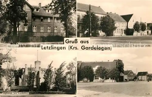 AK / Ansichtskarte Letzlingen Lehrlingswohnheim Magdeburger Strasse Jagdschloss Markt Letzlingen