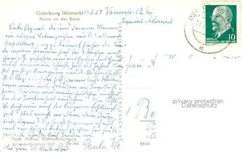 AK / Ansichtskarte Osterburg_Altmark Partie an der Biese Osterburg_Altmark