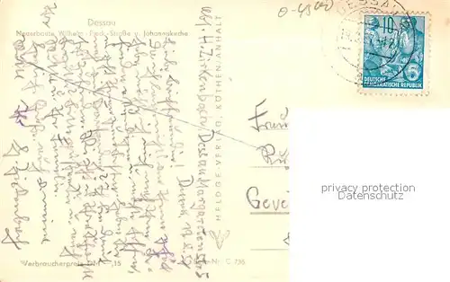 AK / Ansichtskarte Dessau Rosslau Wilhelm Pieck Strasse Johanniskirche Dessau Rosslau