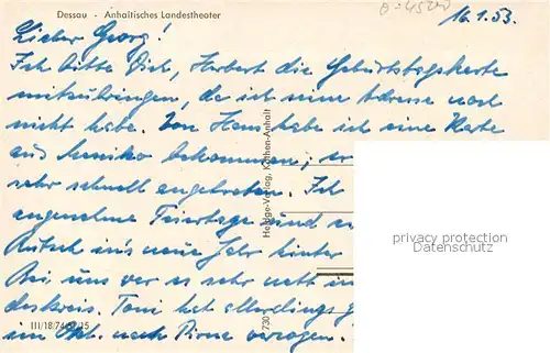 AK / Ansichtskarte Dessau Rosslau Anhaltisches Landestheater Dessau Rosslau