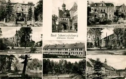 AK / Ansichtskarte Bad_Schmiedeberg Kurhaus Kurheim Moorsanatorium Heilbad Sonnenpark Schwanenteich Bad_Schmiedeberg