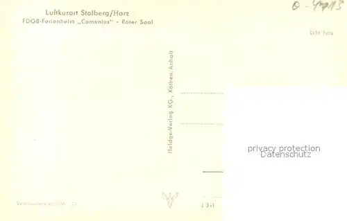 AK / Ansichtskarte Stolberg_Harz FDGB Ferienheim Comenius Roter Saal Stolberg Harz