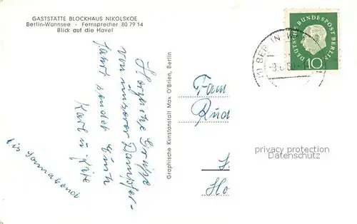 AK / Ansichtskarte Wannsee Gaststaette Blockhaus Nikolskoe Blick auf Havel Wannsee
