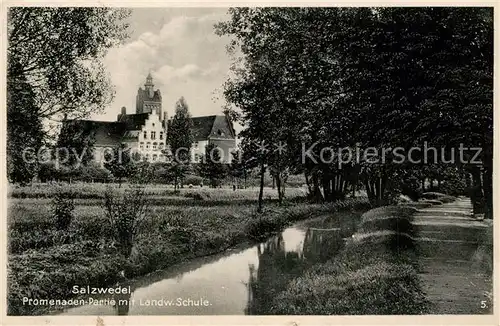 AK / Ansichtskarte Salzwedel Promenade Landwirtschaftsschule Salzwedel