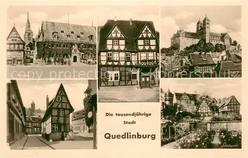 AK / Ansichtskarte Quedlinburg Rathaus Schloss Klopstockhaus Finkenherd Quedlinburg