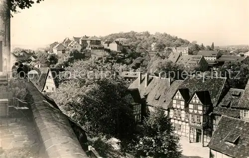 AK / Ansichtskarte Quedlinburg Blick vom Schloss zum Muenzenberg Quedlinburg