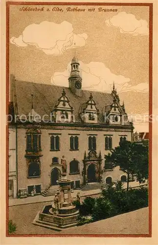 AK / Ansichtskarte Schoenebeck_Elbe Rathaus Brunnen Schoenebeck Elbe