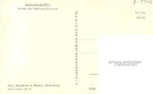 AK / Ansichtskarte Schoenebeck_Elbe Strasse der Thaelmann Pioniere Kirche Schoenebeck Elbe