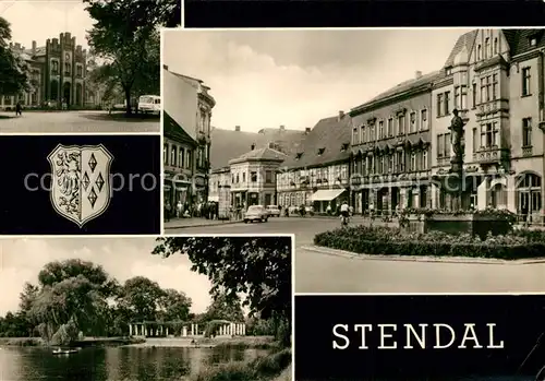 AK / Ansichtskarte Stendal Haackebrunnen Hauptbahnhof Breite Strasse Sperlingsida Stadtsee Stendal