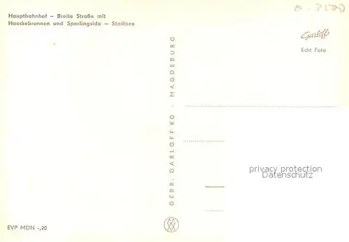 AK / Ansichtskarte Stendal Haackebrunnen Hauptbahnhof Breite Strasse Sperlingsida Stadtsee Stendal