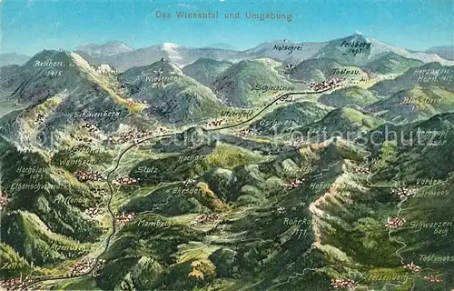 AK / Ansichtskarte Zell_Wiesental Das Wiesental und Umgebung Panoramakarte Zell Wiesental