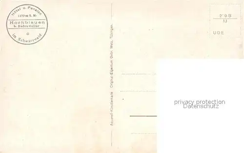 AK / Ansichtskarte Hochblauen Hotel Pension Alpen K?nstlerkarte Hochblauen