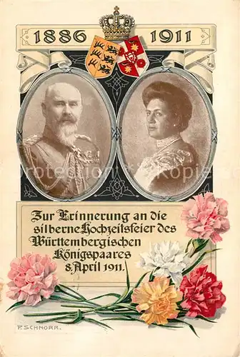 AK / Ansichtskarte Stuttgart Portraits Silberhochzeit des W?rttembergisches K?nigspaares 8. April 1911 Stuttgart