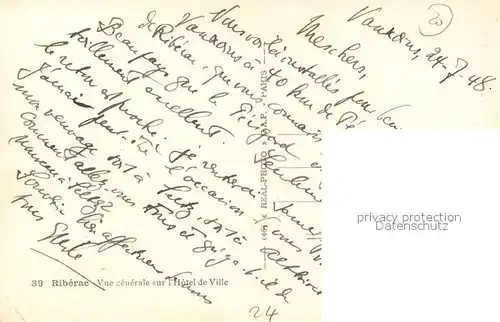 AK / Ansichtskarte Riberac Panorama Hotel de Ville Riberac