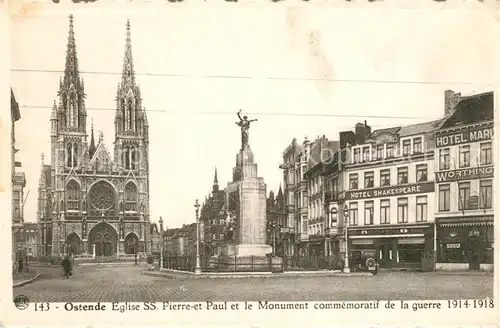 AK / Ansichtskarte Ostende_Oostende Eglise Saint Pierre et Paul Monument aux Morts 