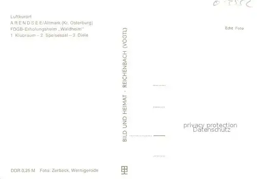 AK / Ansichtskarte Arendsee_Altmark FDGB Erholungsheim Waldheim Klubraum Speisesaal Diele Arendsee Altmark