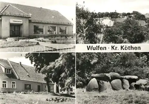 AK / Ansichtskarte Wulfen_Koethen Konsum Einkaufszentrum Moisterberg Huenengrab Wulfen Koethen