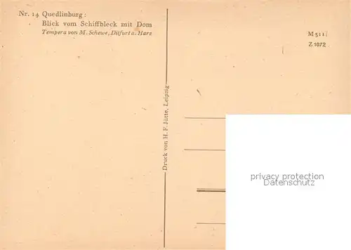 AK / Ansichtskarte Quedlinburg Blick vom Schiffbleck Dom Kuenstlerkrte Quedlinburg