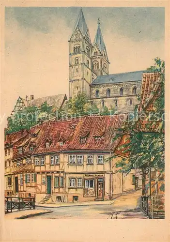 AK / Ansichtskarte Quedlinburg Schlossblick Kuenstlerkarte Quedlinburg
