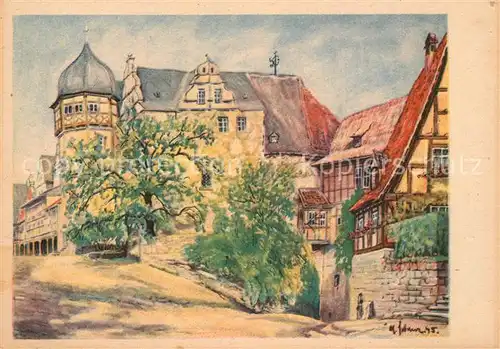 AK / Ansichtskarte Quedlinburg Schloss Kuenstlerkarte Quedlinburg