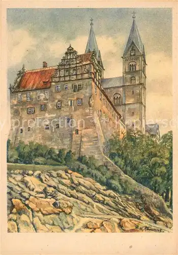 AK / Ansichtskarte Quedlinburg Schloss Kuenstlerkarte Quedlinburg