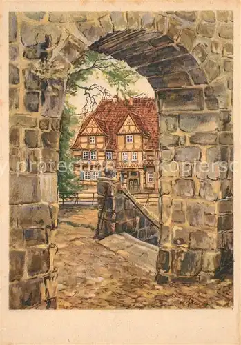 AK / Ansichtskarte Quedlinburg Klopstock Haus Kuenstlerkarte Quedlinburg