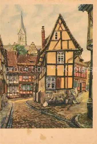 AK / Ansichtskarte Quedlinburg Finkenherd Kuenstlerkarte Quedlinburg