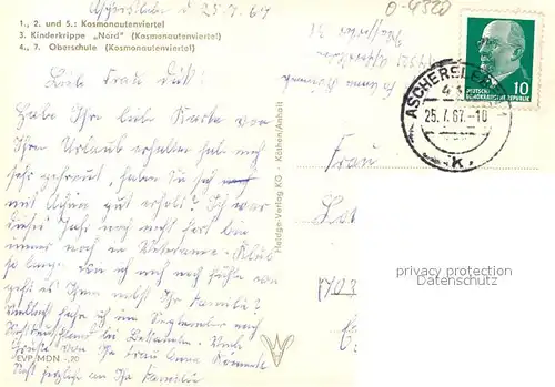 AK / Ansichtskarte Aschersleben Kosmonautenviertel Kinderkrippe Nord Oberschule Aschersleben