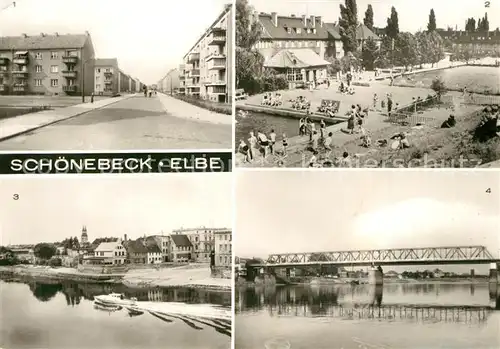 AK / Ansichtskarte Schoenebeck_Elbe Johannes R Becher Strasse Bad Elbbruecke Schoenebeck Elbe