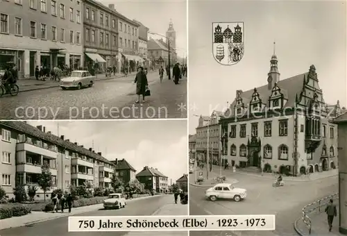 AK / Ansichtskarte Schoenebeck_Elbe Salzer Strasse Krausestrasse Rathaus Schoenebeck Elbe
