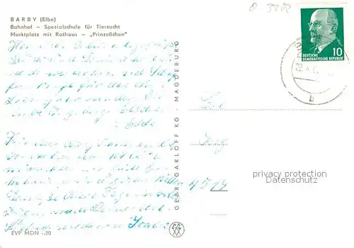 AK / Ansichtskarte Barby_Elbe Bahnhof Spezialschule Tierzucht Marktplatz Rathaus Prinzesschen Barby_Elbe