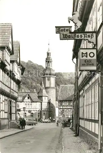 AK / Ansichtskarte Stolberg_Harz Hotel Weisses Ross Cafe am Markt Marktturm Stolberg Harz