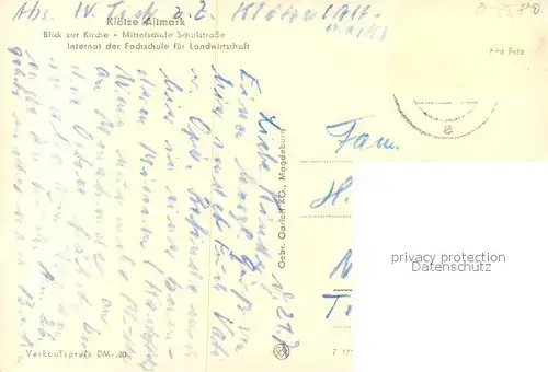 AK / Ansichtskarte Kloetze Kirche Mittelschule Schulstrasse Internat Fachschule Landwirtschaft Kloetze