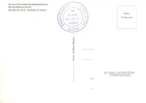 AK / Ansichtskarte Berlin Hansaviertel Kaiser Friedrich Gedaechtniskirche Berlin